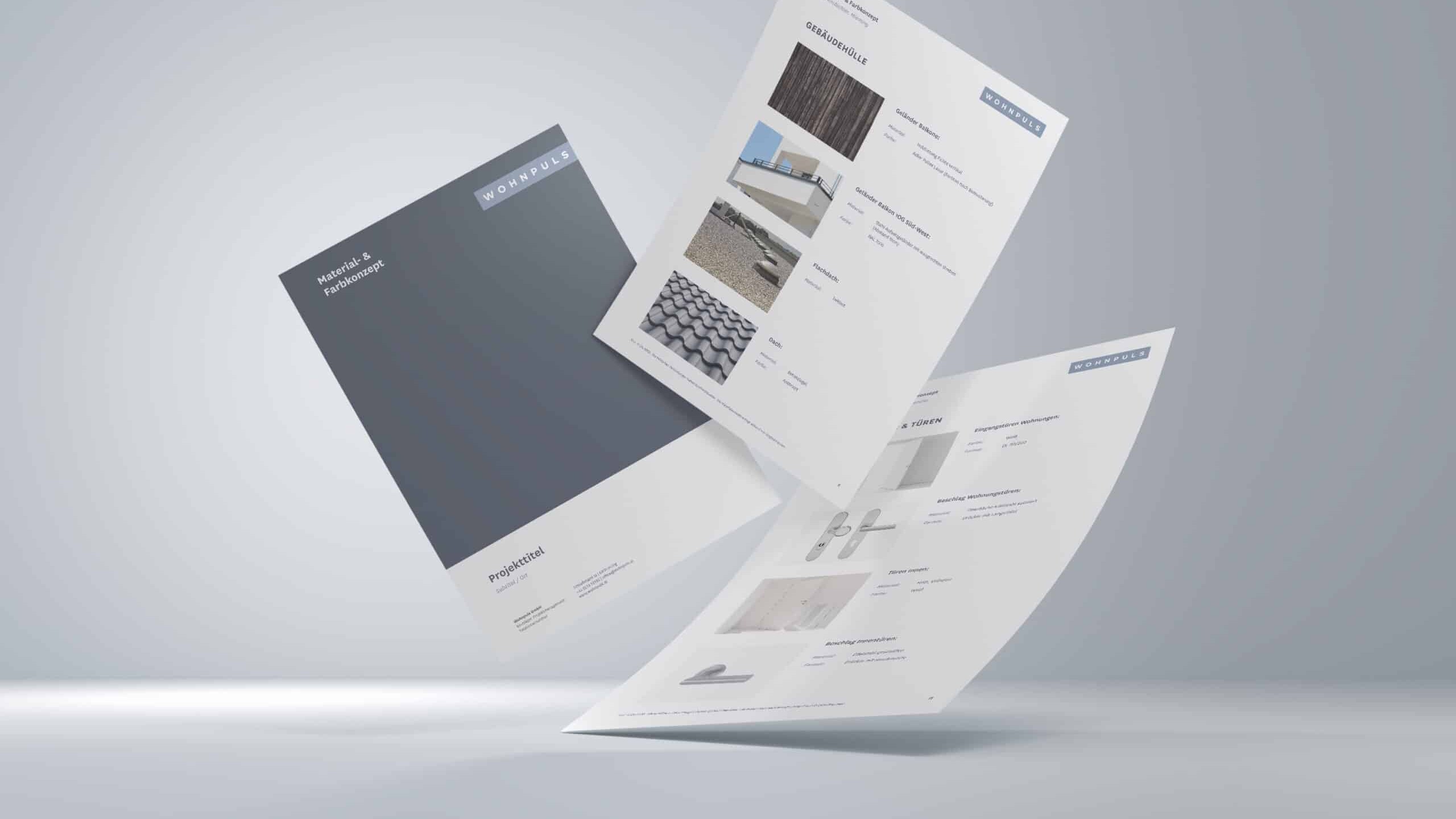 Corporate Design Grafikdesign - Materialkonzept - Wohnpuls GmbH