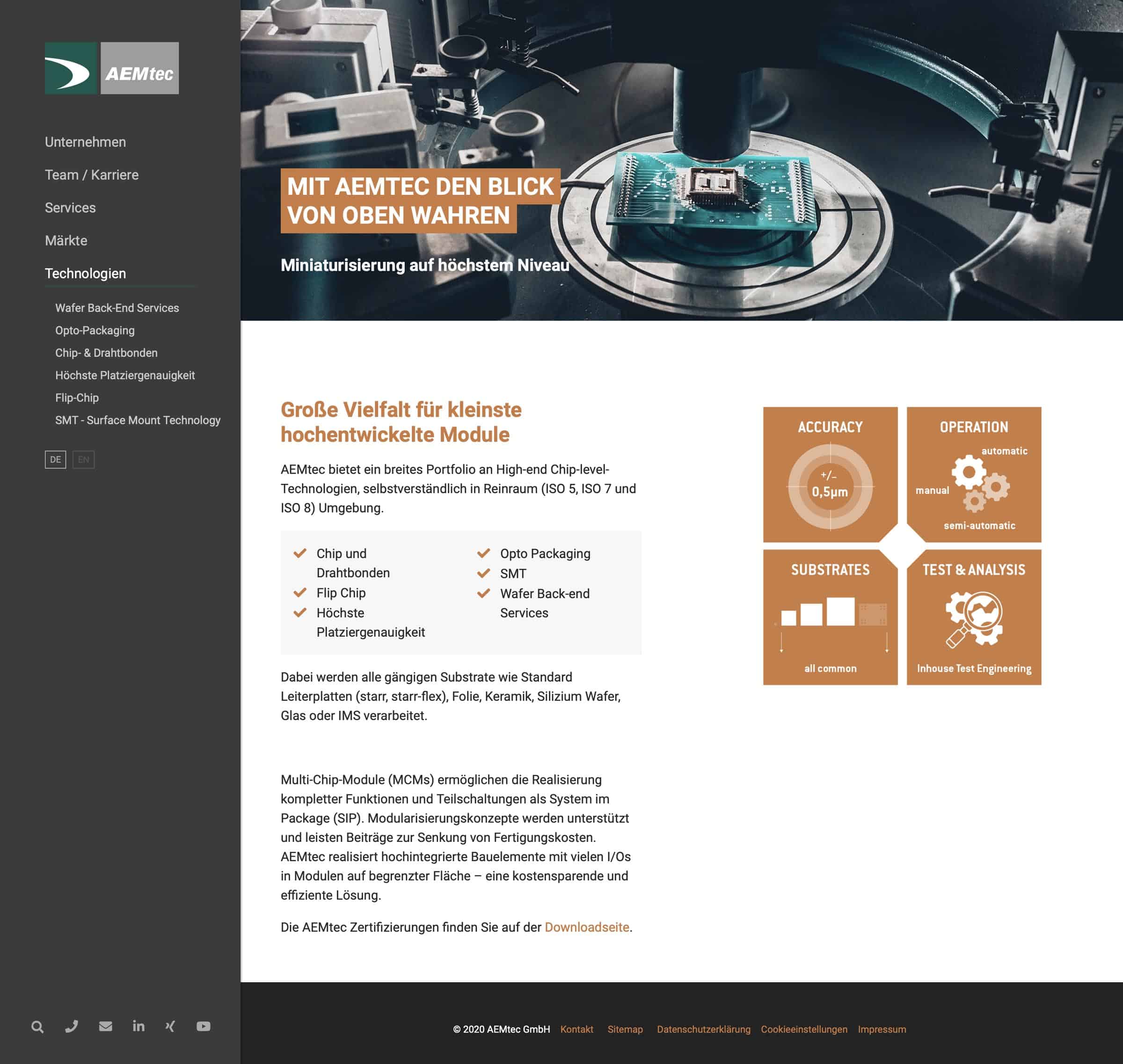 AEMtec GmbH - Typo3 Webseite - Website Agentur Andreas Huber