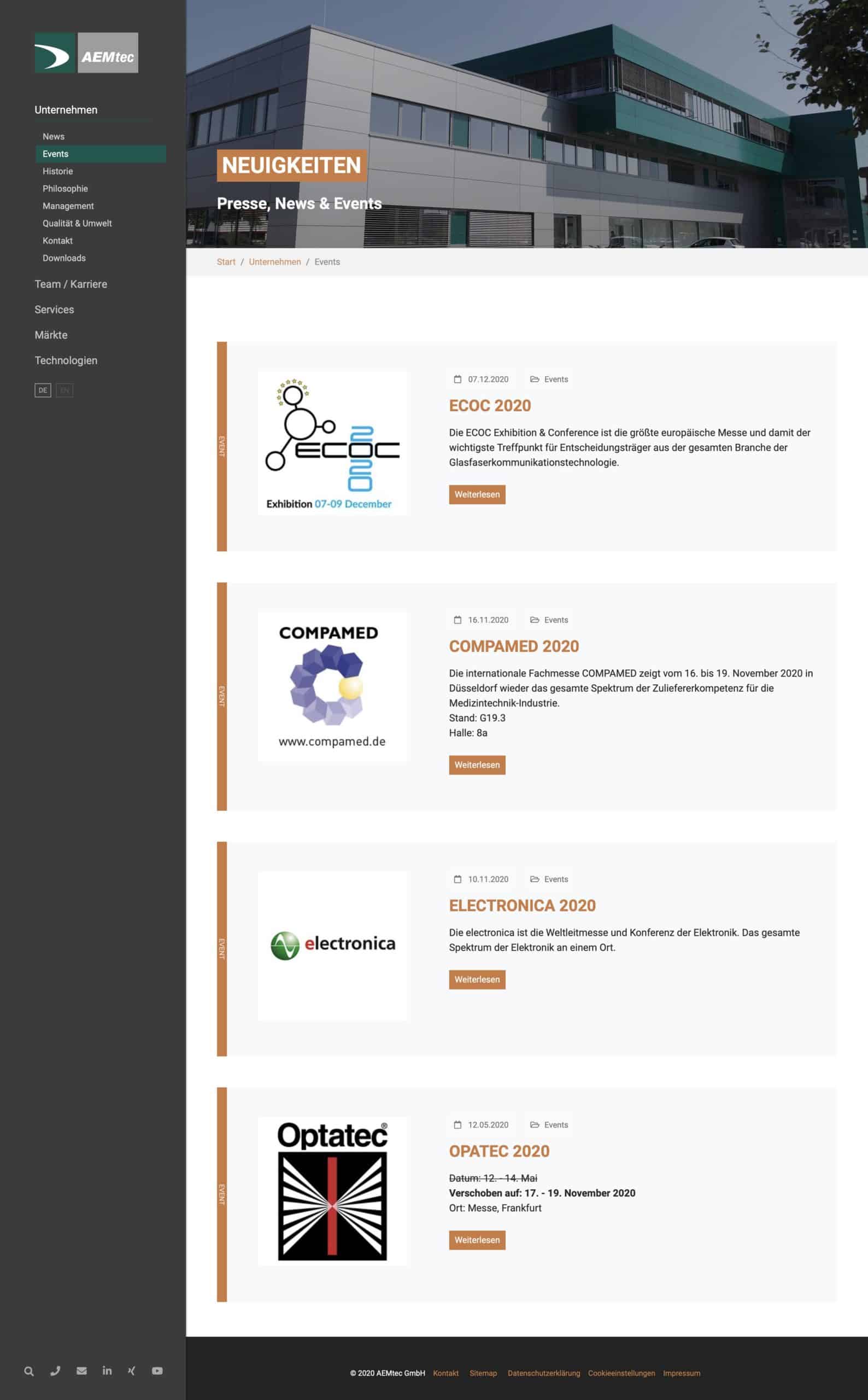 AEMtec GmbH - Typo3 Webseite - Website Agentur Andreas Huber