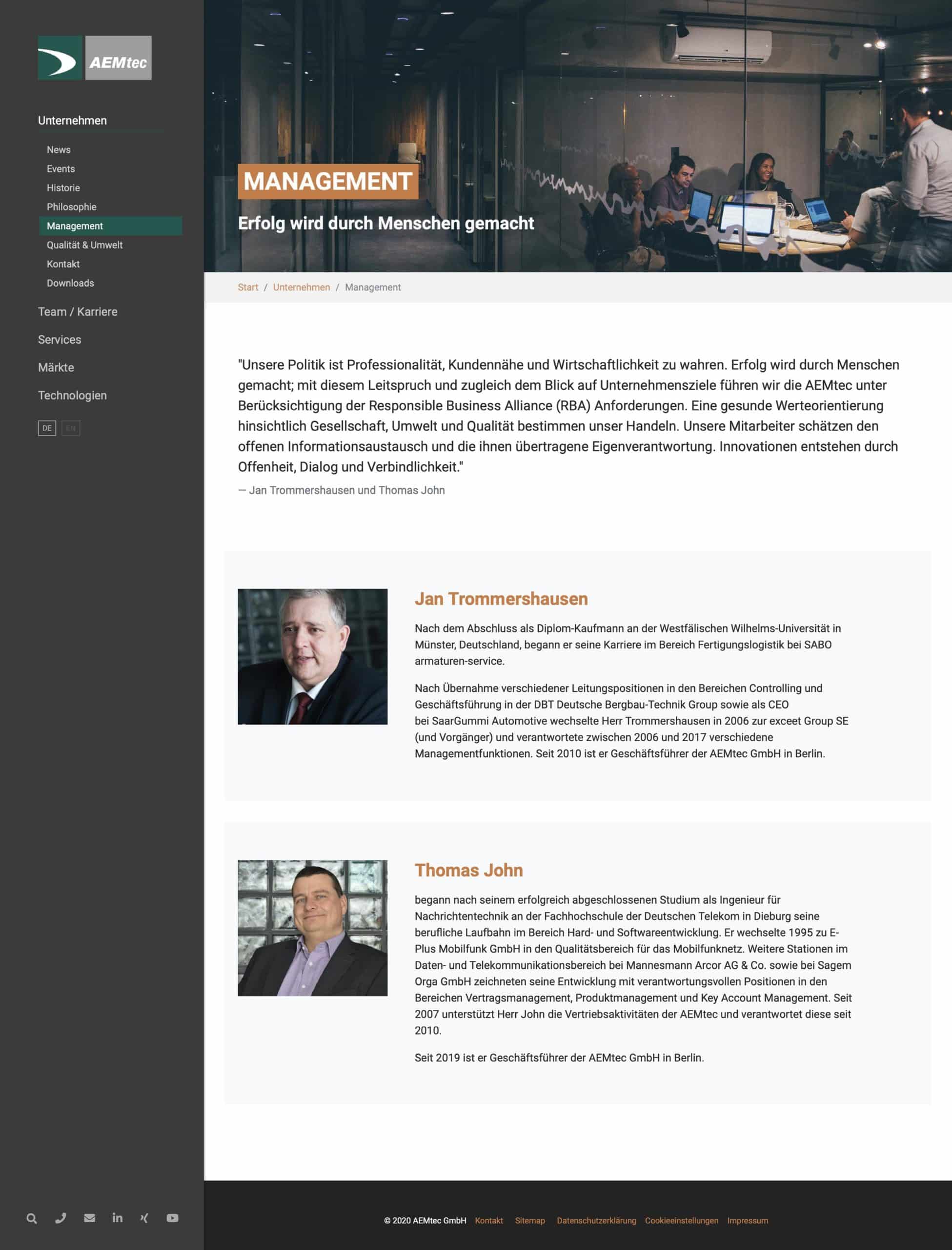 AEMtec GmbH - Typo3 Webseite - Website Agentur Andreas Huber