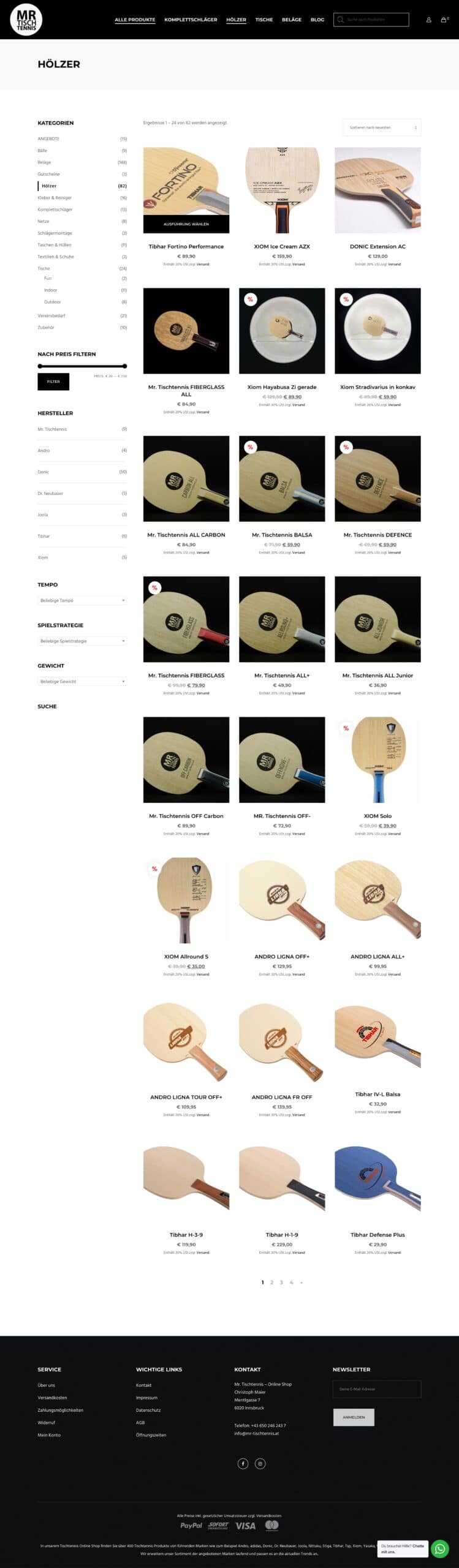 Mr. Tischtennis Online Shop Christoph Maier Webshop E-Commerce