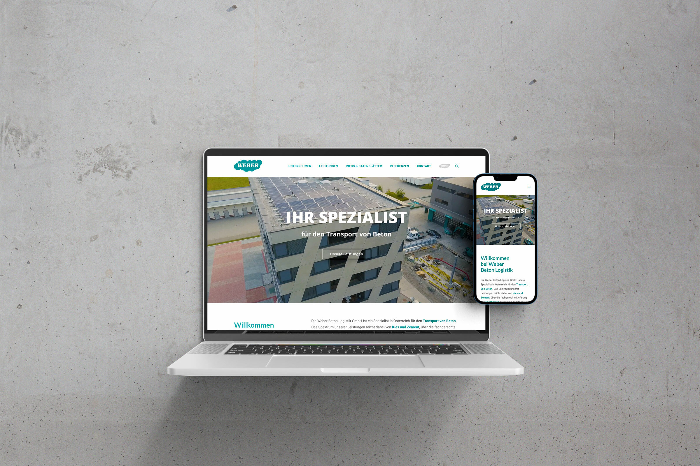 Webdesign Weber Beton GmbH - Webseite responsive - Wordpress