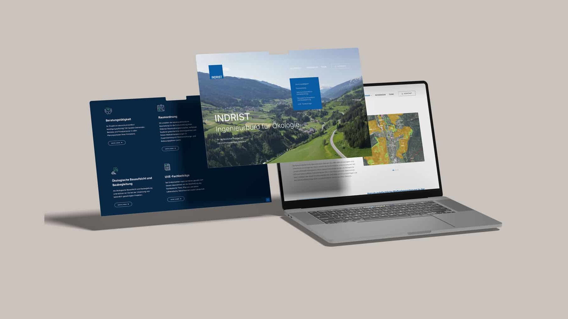 Webdesign Tirol f&uuml;r Indrist, Ingenieurb&uuml;ro f&uuml;r &Ouml;kologie Innsbruck